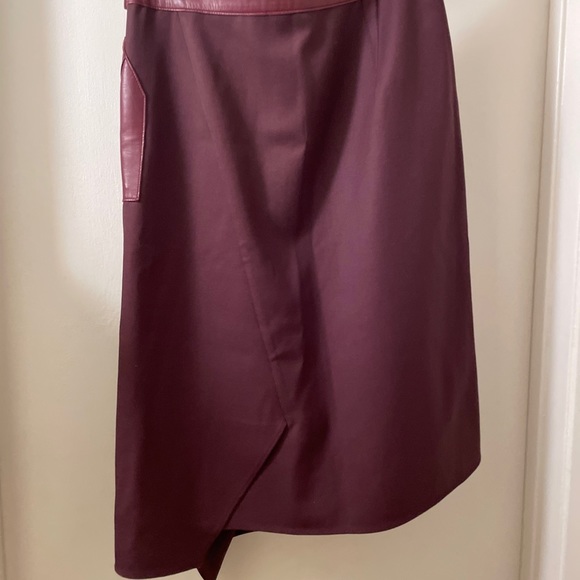 3.1 Phillip Lim Leather-Wool Flight Detail Skirt, Crimson sz 8 - Picture 7 of 16